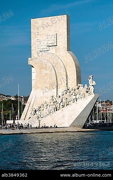 Monument of discoveries, Padrao dos Descobrimentos, navigator and discoverer, at the head of Henry the Navigator, Belém, Lisbon, Portugal, Europe.