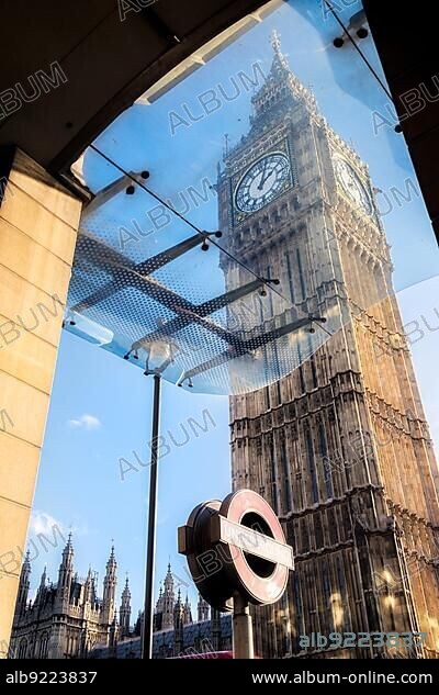 View of Big Ben from the exit of Embankment Tube Station.