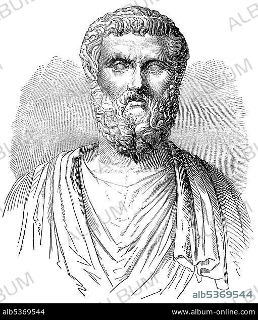 Historical drawing from the 19th Century, portrait of Solon, circa 640 to 560 BC, ancient Greek philosopher, poet and Athenian statesman, Pre-Socratic philosopher.