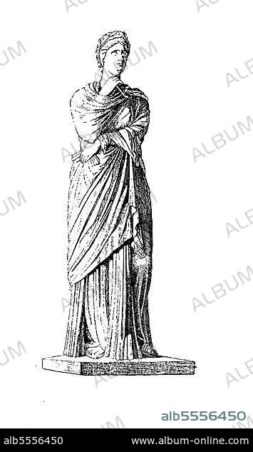 Rom, Julia, Tochter des Kaisers Augustus, mit Stola und Palla, Geschichte der Mode, Kostümgeschichte, Historisch, digitale Reproduktion einer Originalvorlage aus dem 19. Jahrhundert.