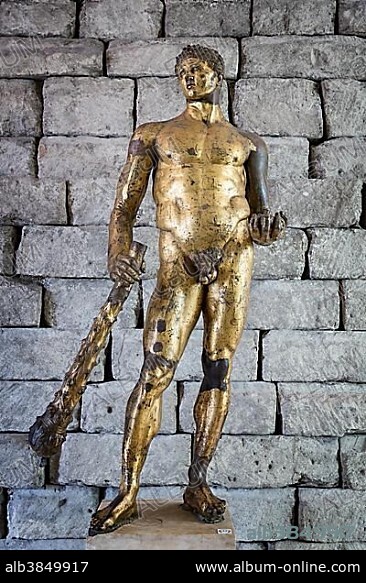 Bronze statue of Hercules in gilded bronze, The Capitoline Museums, Rome, Italy, Europe.