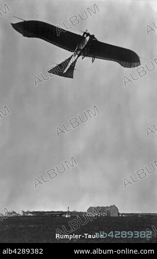 'Rumpler Taube' version of the Austrian military monoplane 'Etrich Taube'.. 1912.