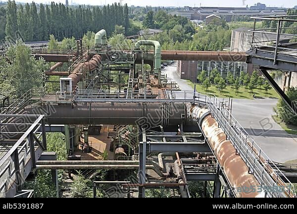Blast furnace in the Landschaftspark Duisburg-Nord landscape park, a former Thyssen blast furnace plant in Meiderich, Duisburg, North Rhine-Westphalia, Germany, Europe.