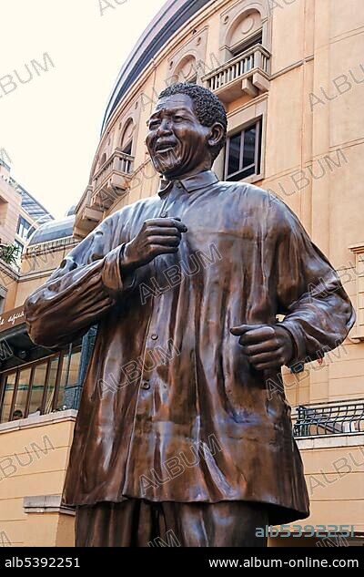 Nelson Mandela statue, in Mandela Square, Johannesburg, South Africa, Africa.
