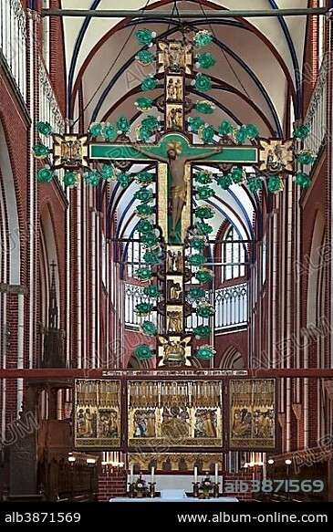 Double-sided cross altar with Christ, Doberan Minster, the former Cistercian monastery, Bad Doberan, Mecklenburg-Western Pomerania, Germany, Europe.