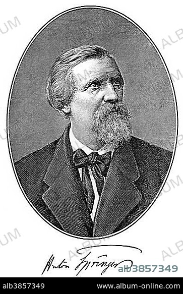 Historical print, portrait of Anton Heinrich Springer, 1825 - 1891, German art historian, from the Illustrated History of German National Literature, by Gustav Koennecke, 1887.