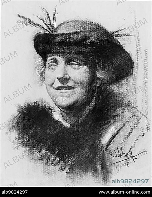 Elsa Einstein (18 Jan 1876 to 20 Dec 1936) was the cousin and second woman of Albert Einstein; photograph by Samuel Johnson Woolf (12 Feb 1880) (1948); Historic; digitally restored reproduction from an original of the period.