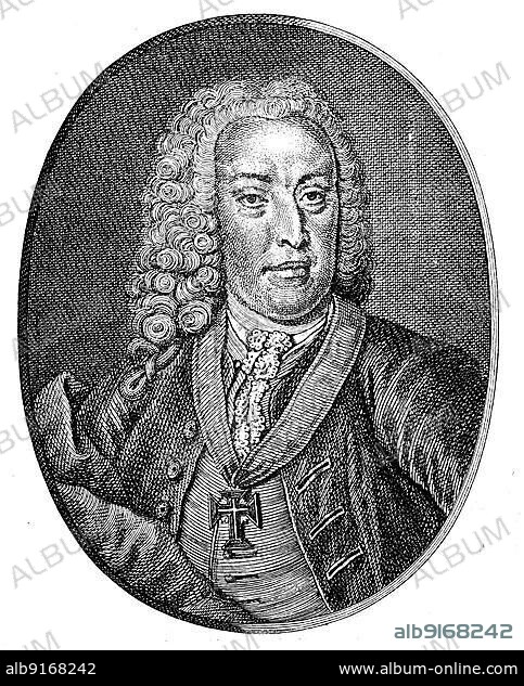 Sebastião José de Carvalho e Melo, since 1759 Conde de Oeiras, since 1769 Marques de Pombal, 13 May 1699, 8 May 1782, was First Minister of Portugal during the reign of King Joseph I in 1756 and the most important Portuguese statesman of the 18th century, Historical, digitally restored reproduction of a 19th century original.