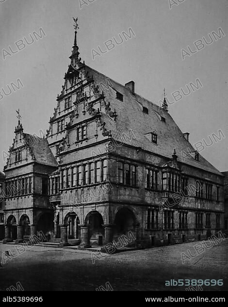 City hall of Paderborn, North Rhine-Westphalia, Germany, Europe, historical photo about 1899, Europe.