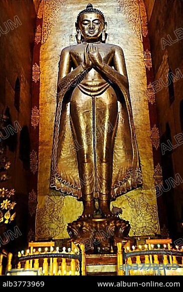 Big standing Buddha, Ananda Temple, Bagan, Burma also known as Myanmar, Southeast Asia, Asia.