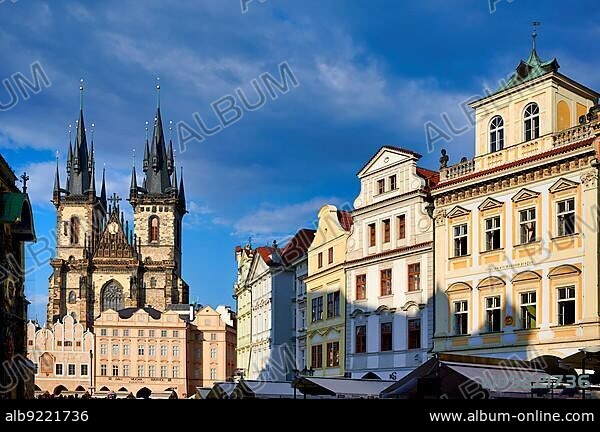 Prague Czech Republic. The Gothic Church of Our Lady before Tyn in Old Town Square.