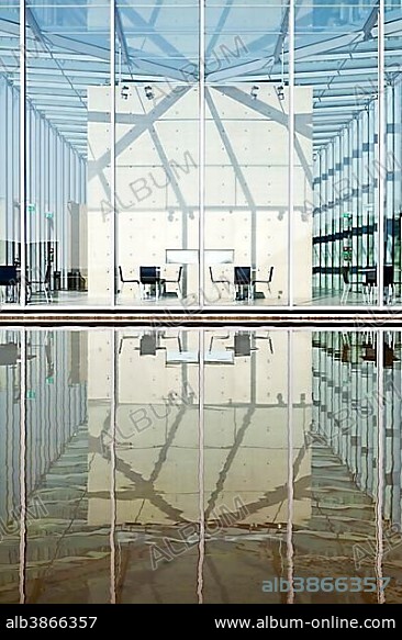 Art Museum and Langen Foundation, architecture of Tadao Ando, Neuss, Lower Rhine, North Rhine-Westphalia, Germany, Europe.