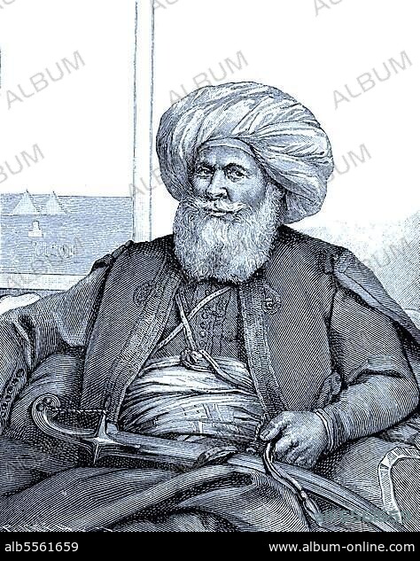 Muhammad Ali Pascha auch Mehmed Ali Pascha, herrschenden Dynastie, digitale verbesserte Reproduktion eines Originaldrucks 1880, um 1770 in Kavala, 2. August 1849, war von 1805 bis 1848 Gouverneur der osmanischen Provinz Ägypten und Begründer der bis 1953 in Ägypten.