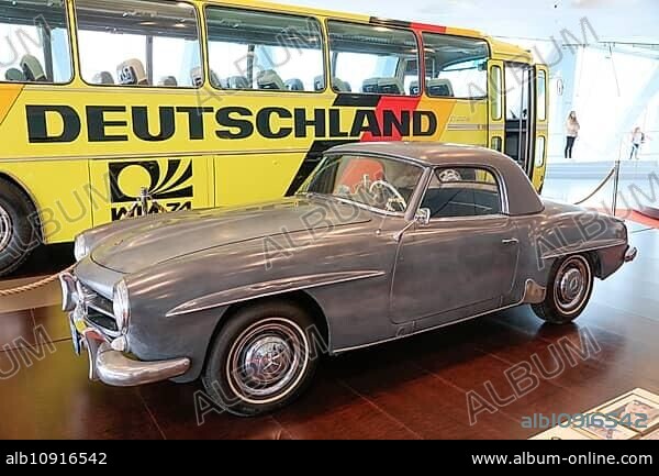 Mercedes-Benz 190 SL of astronaut David Randolph Scott, Mercedes-Benz Museum, Stuttgart, Baden-Württemberg, Germany, Europe.
