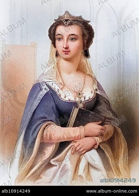 Valentina Visconti (born 1366 or 1368, died 4 December 1408 in Blois Castle) was the daughter of Gian Galeazzo Visconti, Duke of Milan, and the French Princess Isabella of Valois, Historical, digitally restored reproduction from a 19th century original, Record date not stated.