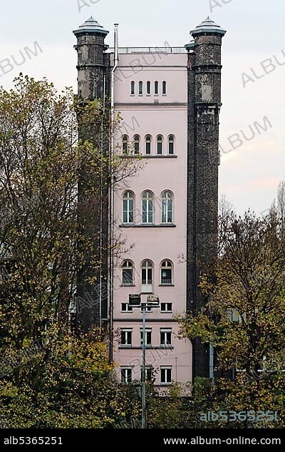 Historical lift tower, traject, train ferry Ruhrort-Homberg, Duisburg, Ruhr, North Rhine-Westphalia, Germany, Europe.