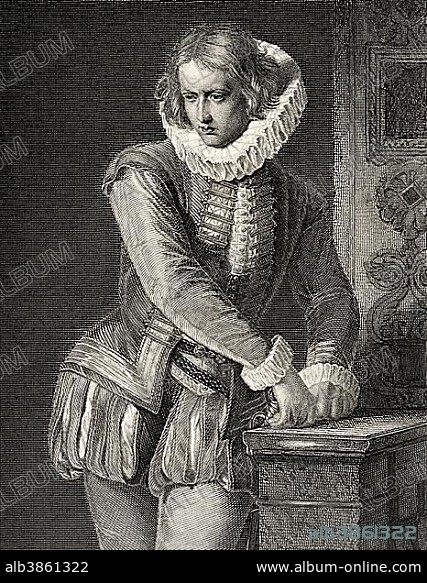 Don Carlos, the Crown Prince, character from the drama "Don Carlos, Infante of Spain" by Friedrich Schiller, steel engraving from "Schiller Gallery", 1869, Germany, Europe.