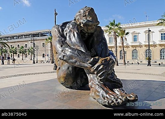The Zulo sculpture by the sculptor Victor Ochoa for the victims of terrorism, Cartagena, Murcia Region, Spain, Europe.