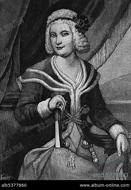 Countess Pessi, mother of Pope Leo XIII, woodcut, historical engraving, 1880.