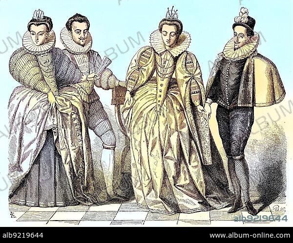 Louise de Lorraine-Vaudémon, Louise de Mercour, was Queen of France as woman of Henry III from 1575 to 1589, Marguerite de Vaudemont-Lorraine (1564-1625), daughter of Nicolas de Lorraine and Anne de Joyeuse, Baron of Arques, Vice Count and later Duke of Joyeuse, Historical, digitally restored reproduction of a 19th century original, exact date unknown.