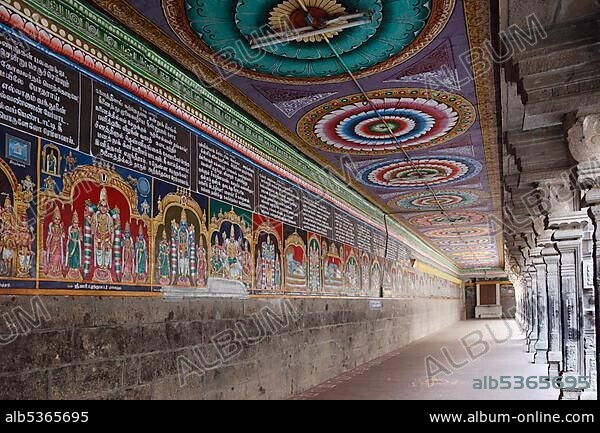 Mural art in the Srivilliputhur Andal temple, Srivilliputtur, Tamil Nadu, Tamilnadu, South India, India, Asia.