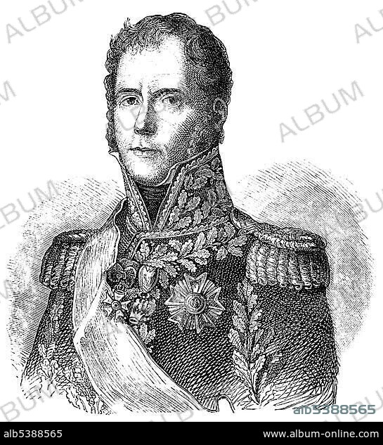 Historical drawing from the 19th century, portrait of Michel Ney, Duke of Elchingen, Prince of the Moskwa, 1769 - 1815, a French marshal under Napoleon.