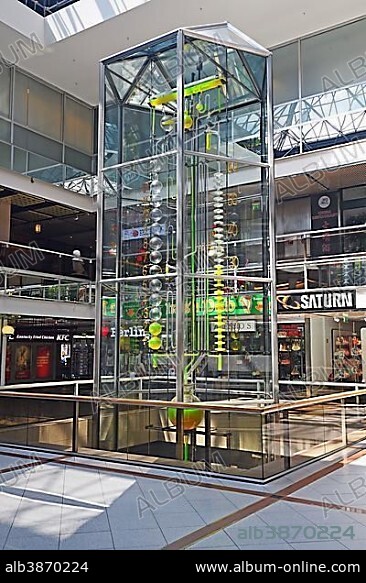 Water clock, clock of the flowing time, artist Bernard Gitton, Europacenter, Berlin, Germany, Europe.