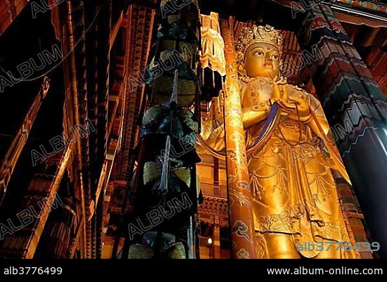 26-meter-high statue of the goddess Janraisig, Sanskrit Avalokiteshvara, Gandan Monastery, Migjid Janraisig Sueme, Gandan Khiid, Ulaanbaatar, Mongolia, Asia.