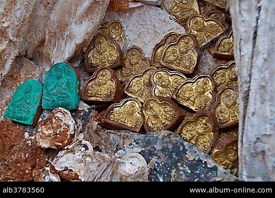 Little Buddha as prayer stones in Drepung Temple, Lhasa, Tibet, Asia.