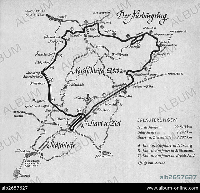A map of the Nurburgring Circuit. - Album alb2657627