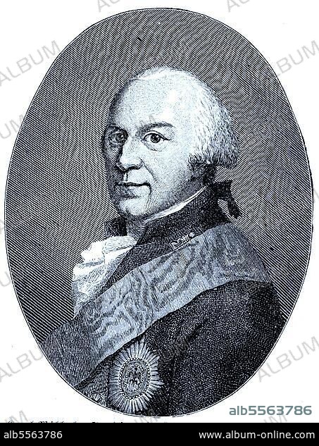 Karl Wilhelm Ferdinand von Braunschweig-Wolfenbüttel, 9. Oktober 1735, 10. November 1806, war ein deutscher Fürst, Erbherzog von Braunschweig und Lüneburg und ab 26. März 1780 Landesherr im Fürstentum Braunschweig-Wolfenbüttel, digitale verbesserte Reproduktion eines Originaldrucks aus dem 19. Jahrhundert.