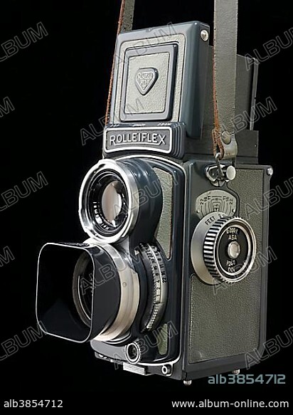 Old Camera, Grey Baby Rolleiflex roll film camera, circa 1957.