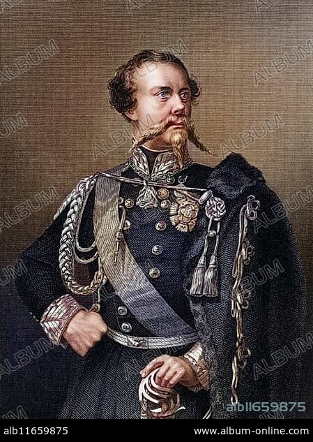 Victor Emmanuel II (1820-1878) King of Piedmont, Savoy and Sardinia from 1849. First King of Italy from 1861. During the Crimean War (Russo-Turkish War) (1853-1856) Italy was allied with Great Britain and France against Russia. Copper engraving, Historical, digitally restored reproduction from a 19th century original, Record date not stated.