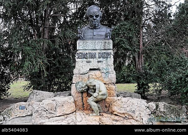 Tomb of Sebastian Kneipp, 1821-1897, monument in the Viennese City Park, Vienna, Austria, Europe.