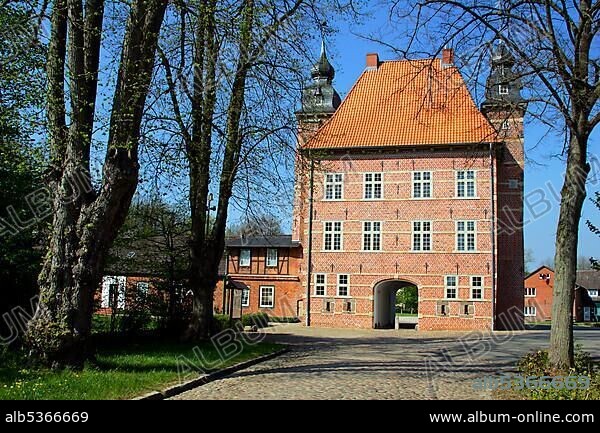 Historic gate lodge of the manor house in Seedorf, Schleswig-Holstein, Germany, Europe.