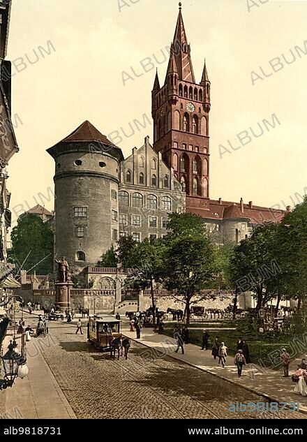 Castle and old town of Königsberg in East Prussia; formerly Germany; today Kaliningrad in Russia; historical; photochrome print from the 1890ies.