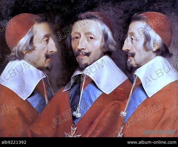 Armand-Jean du Plessis, 1er Duc de Richelieu, 9 September 1585, 4 December 1642, Cardinal Richelieu for short, was a French aristocrat, prince of the church and statesman, Historical, digitally restored reproduction of a 19th century original.