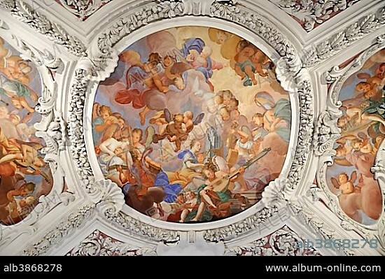 Ceiling fresco detail, Cathedral of St. Stephan, Passau, Lower Bavaria, Bavaria.