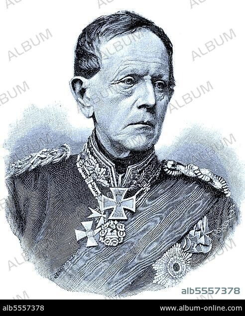 Helmuth Karl Bernhard von Moltke, 26. Oktober 1800, 24. April 1891, war ein preußischer Generalfeldmarschall und Generalstabschef und war auch als Schriftsteller tätig, digitale verbesserte Reproduktion eines Originaldrucks von 1880.