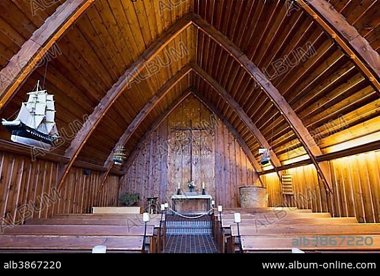 Schifferkirche Ahrenshoop, church interior, Ahrenshoop, Fischland, Fischland-Zingst, Mecklenburg-Western Pomerania, Germany, Europe.