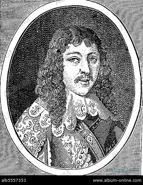 Männermode in Frankreich im Jahr 1640, Geschichte der Mode, Kostümgeschichte, Historisch, digital restaurierte Reproduktion einer Originalvorlage aus dem 19. Jahrhundert, genaues Originaldatum nicht bekannt.