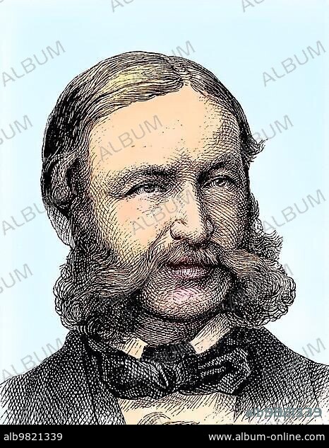 Heinrich Barth; 1821-1865; German African explorer and archaeologist; philologist and geographer; historical engraving; ca. 1869; Historical; digitally restored reproduction from a 19th century original; coloured; exact date unknown.
