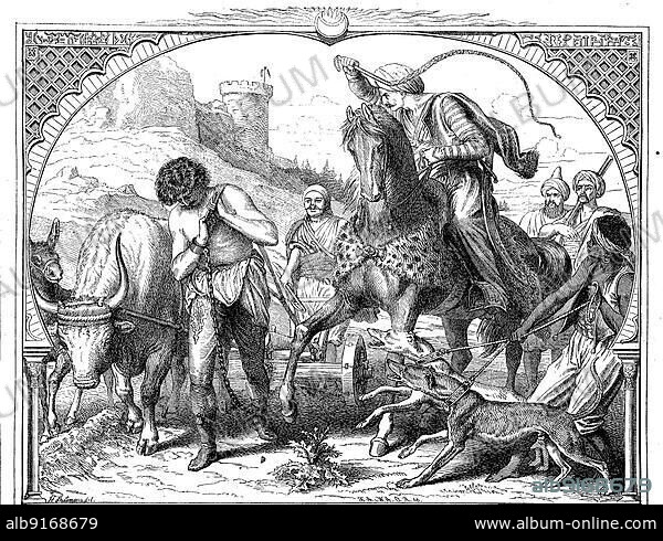 Graf Szapary der Ackersklave, an article in, Die Gartenlaube, Illustriertes Familienblatt, a forerunner of the modern illustrated first major successful German mass-circulation newspaper, digitally restored reproduction of a 19th century original, exact original date not known.