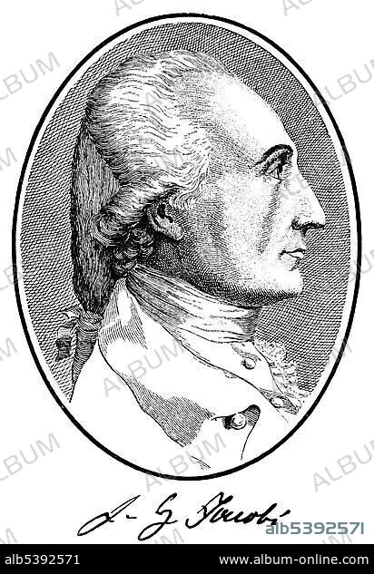 Historical print, 1781, portrait of Friedrich Heinrich Jacobi, 1743 - 1819, a German philosopher, lawyer, businessman and writer, from Bildatlas zur Geschichte der Deutschen Nationalliteratur, Illustrated Atlas of the History of German National Literature, by Gustav Koennecke, 1887.