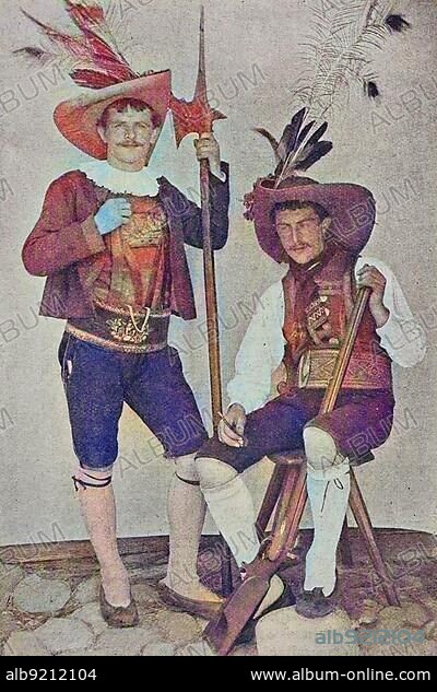 Traditional traditional costume of the men of Val Gardena, Val Gardena and Dolomites, 1880, South Tyrol, Italy, Historic, digital reproduction of an original 19th century pattern, original date unknown, Europe.