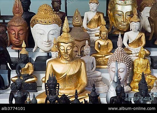 Buddha figurines, souvenirs, Ao Nang, Krabi, Thailand, Southeast Asia, Asia.