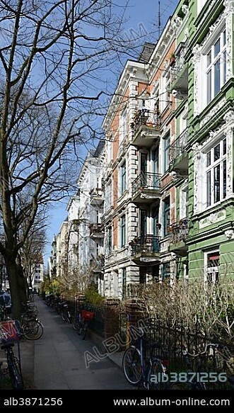 Art Nouveau buildings, Generalsviertel district, Hoheluft West, Hanseatic City of Hamburg, Germany, Europe.
