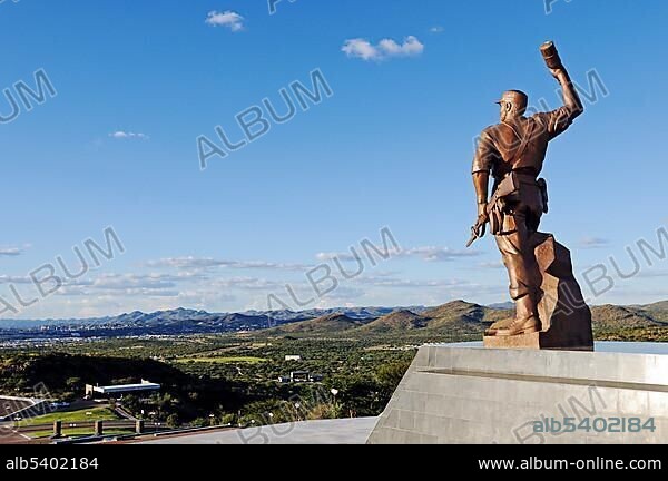 Heroes Acre, heroes' field, memorial to the heroes of the independence wars, with a statue of the Unknown Soldier, erected by North Korea, Auas mountains near the capital Windhoek, Namibia, Africa.