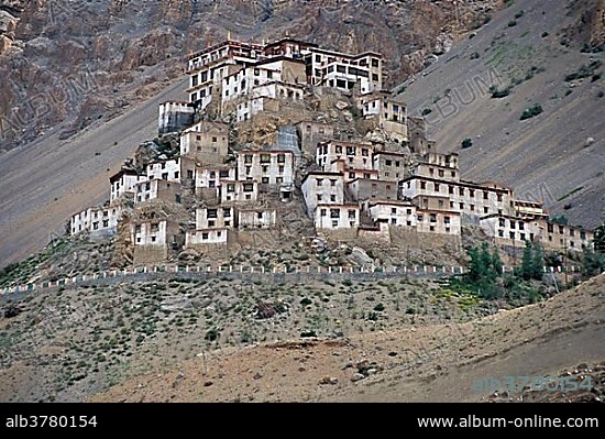 Buddhist Ki or Key Monastery or Gompa, Spiti Valley, Lahaul and Spiti district, Indian Himalayas, Himachal Pradesh, North India, India, Asia.