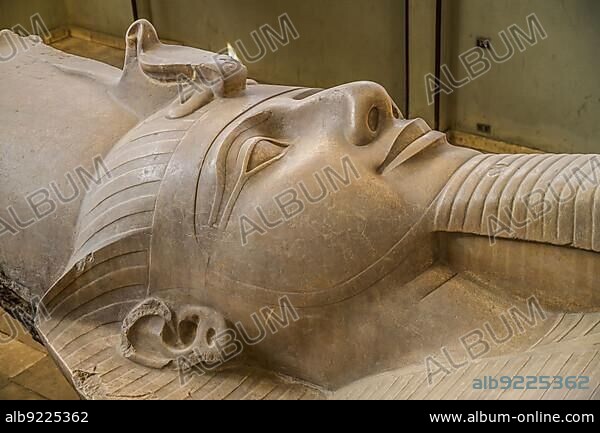 Reclining Colossal Statue of Ramses II, Museum, With Rathina, Memphis, Egypt, Africa.